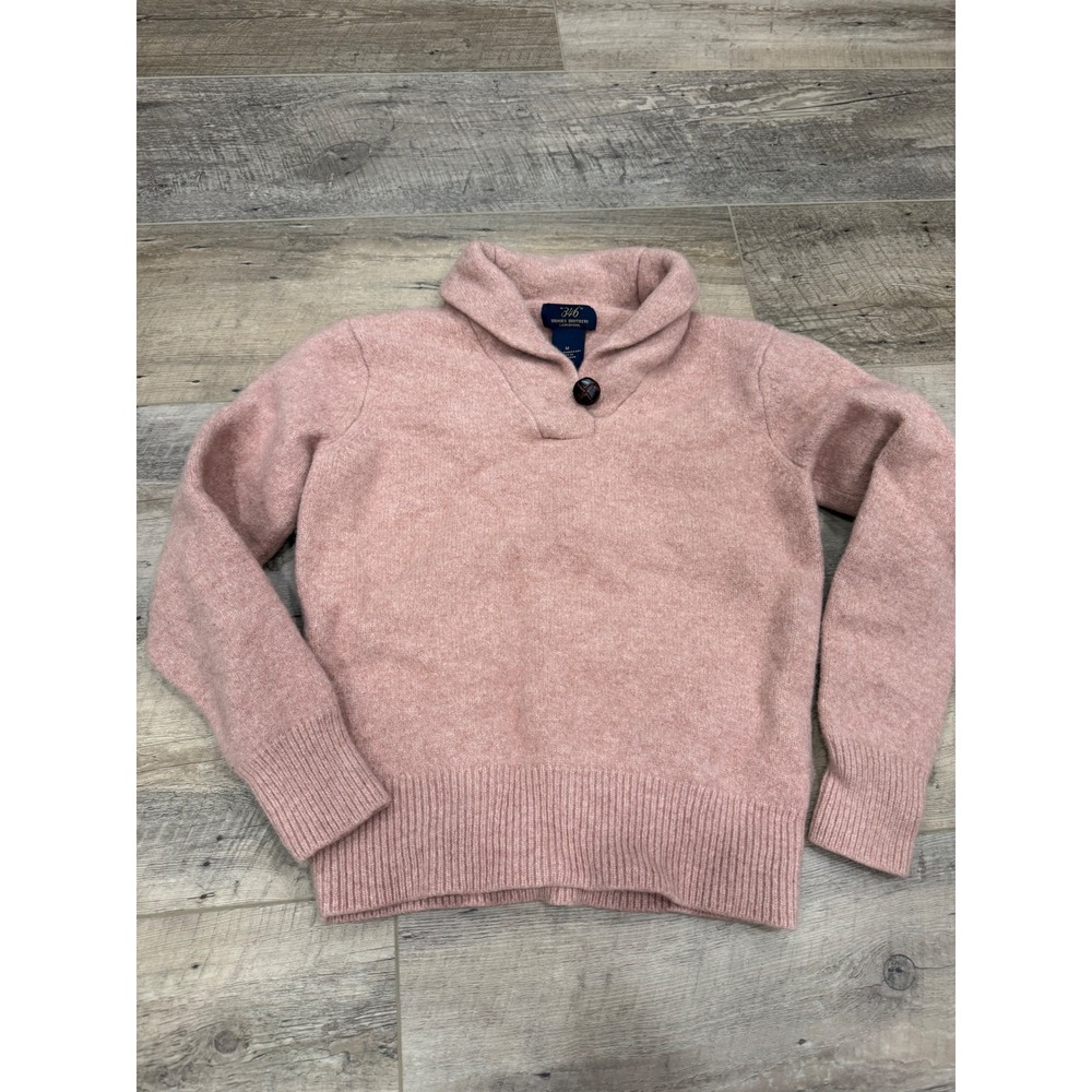 Brooks Brothers 346 Kids Pink 100% Lambswool Shawl Collar Sweater Size M 0800